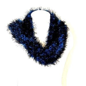 ShanRiLa Handmade Knit Scarf in Blues and Black